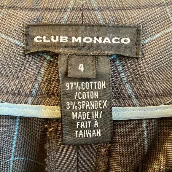 Club Monaco Navy Blue Teal Plaid Trouser Pants Ankle Cropped Size 4 - Picture 10 of 10